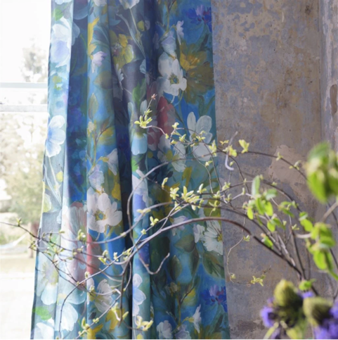 Gladys Blossom Cobalt Fabric by Designers Guild 