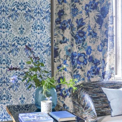 Hirigana Indigo Fabric by Designers Guild 