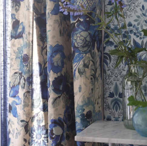 Hirigana Indigo Fabric by Designers Guild 