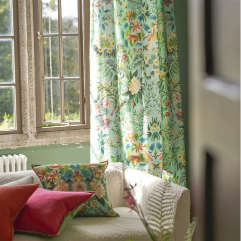 Ikebana Damask Aqua Fabric by Designers Guild 