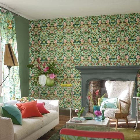 Ikebana Damask Aqua Wallcovering by Designers Guild