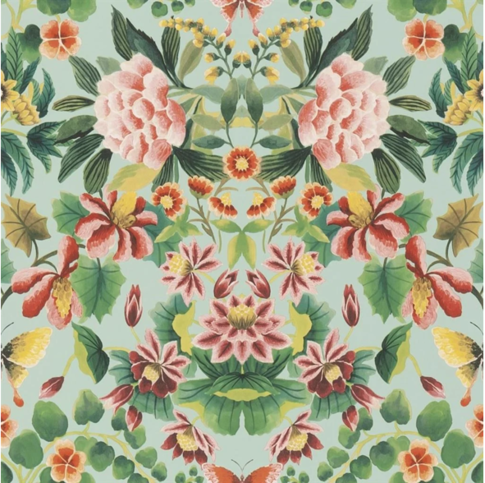 Ikebana Damask Aqua Wallcovering by Designers Guild