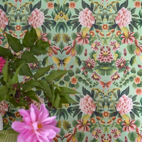 Ikebana Damask Aqua Wallcovering by Designers Guild