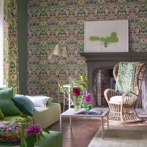 Ikebana Damask Fuchsia Wallcovering by Designers Guild