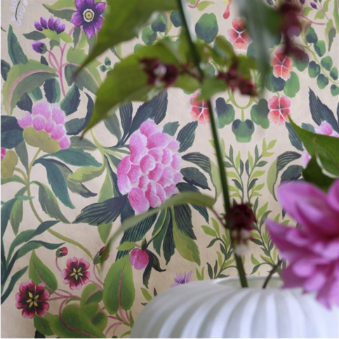 Ikebana Damask Fuchsia Wallcovering by Designers Guild