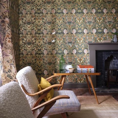 Ikebana Damask Gold Wallcovering by Designers Guild
