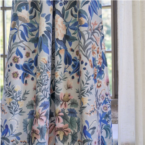 Ikebana Damask Slate Blue Fabric by Designers Guild 
