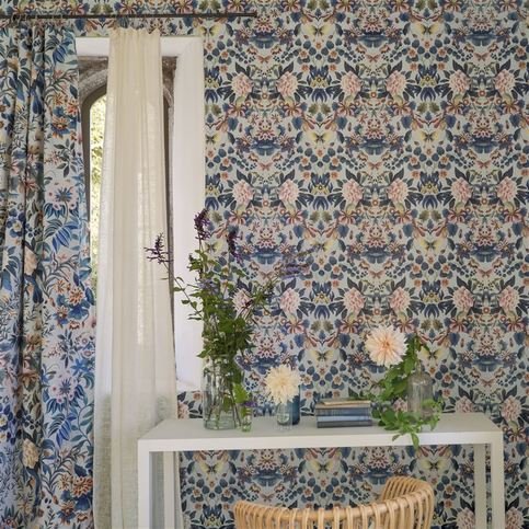 Ikebana Damask Slate Blue Wallcovering by Designers Guild