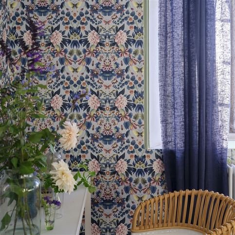 Ikebana Damask Slate Blue Wallcovering by Designers Guild