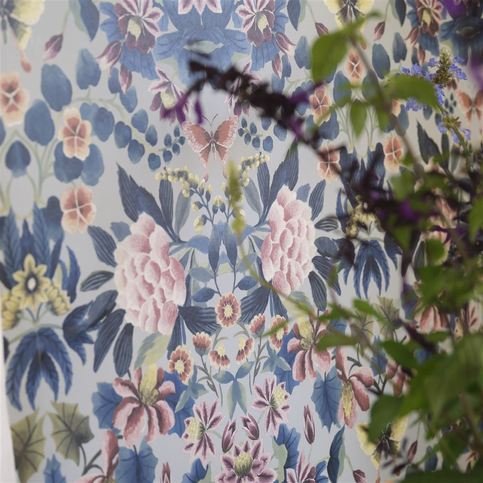 Ikebana Damask Slate Blue Wallcovering by Designers Guild
