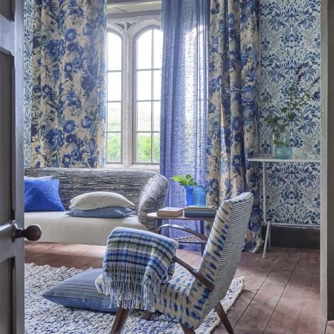 Karakusa Cobalt Wallcovering by Designers Guild