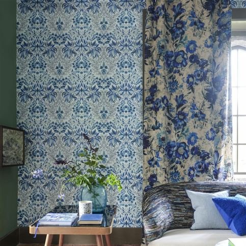 Karakusa Cobalt Wallcovering by Designers Guild