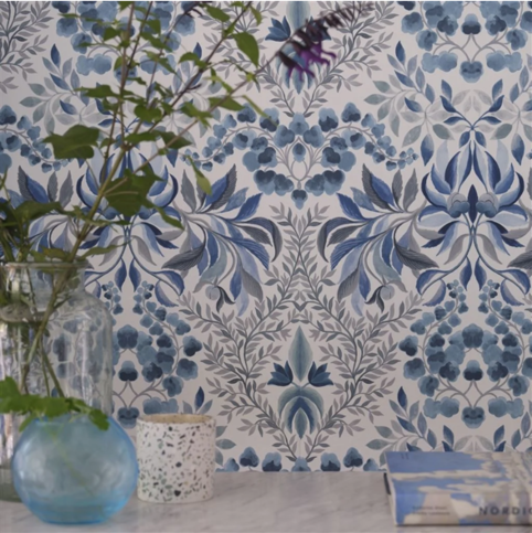 Karakusa Cobalt Wallcovering by Designers Guild