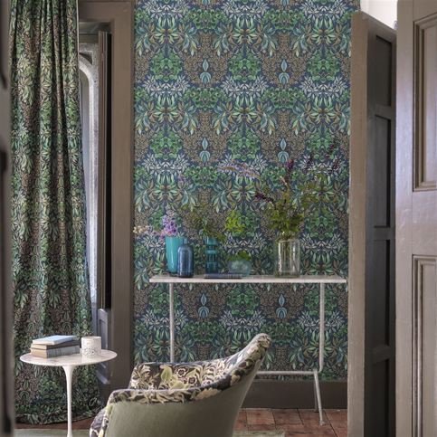 Karakusa Midnight Wallcovering by Designers Guild