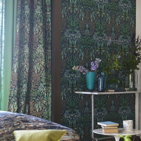Karakusa Midnight Wallcovering by Designers Guild
