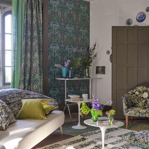Karakusa Midnight Wallcovering by Designers Guild