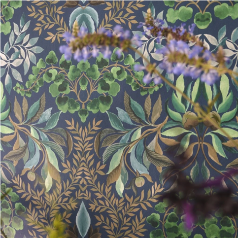 Karakusa Midnight Wallcovering by Designers Guild