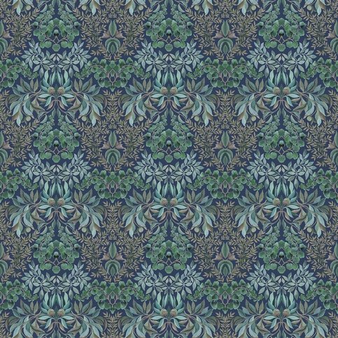 Karakusa Velvet Midnight Fabric by Designers Guild 