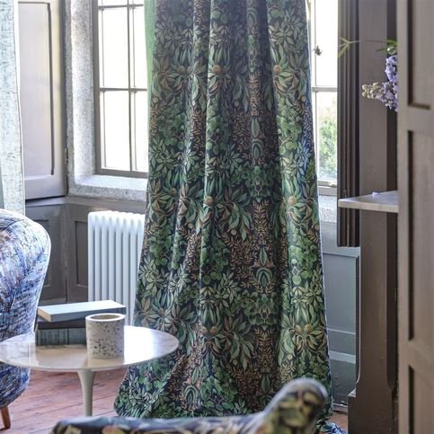 Karakusa Velvet Midnight Fabric by Designers Guild 