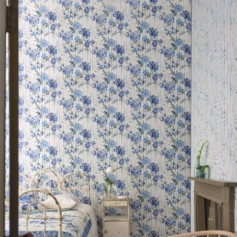 Kyoto Flower Cobalt Wallcovering by Designers Guild
