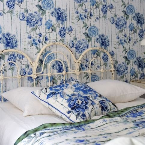 Kyoto Flower Cobalt Wallcovering by Designers Guild