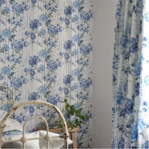 Kyoto Flower Cobalt Wallcovering by Designers Guild