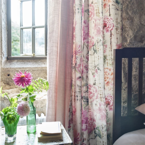 Kyoto Flower Coral Fabric by Designers Guild 