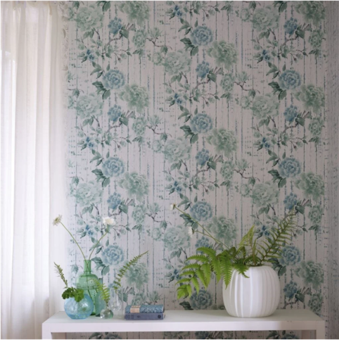 Kyoto Flower Eau de Nil Wallcovering by Designers Guild