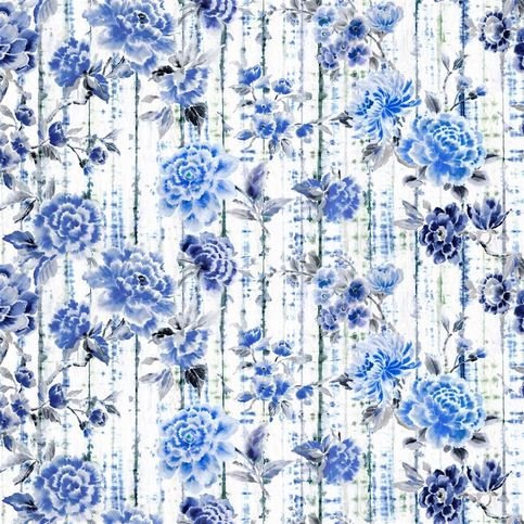 Kyoto Flower Indigo Fabric by Designers Guild 