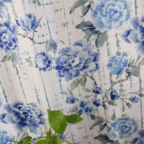 Kyoto Flower Indigo Fabric by Designers Guild 