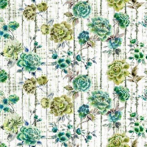 Kyoto Flower Jade Fabric by Designers Guild 