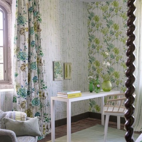 Kyoto Flower Jade Fabric by Designers Guild 
