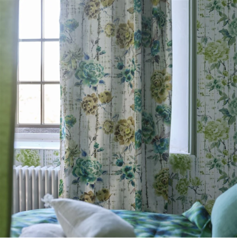 Kyoto Flower Jade Fabric by Designers Guild 