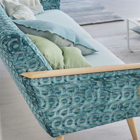Latticino Azure Fabric by Designers Guild 