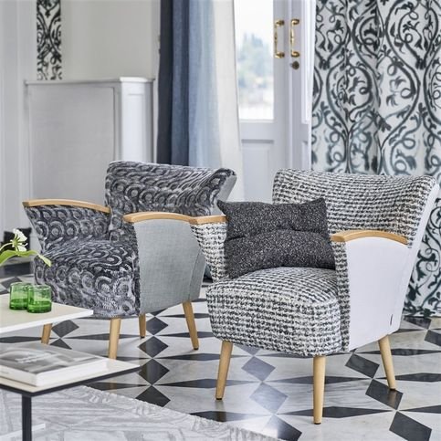 Latticino Graphite Fabric by Designers Guild 