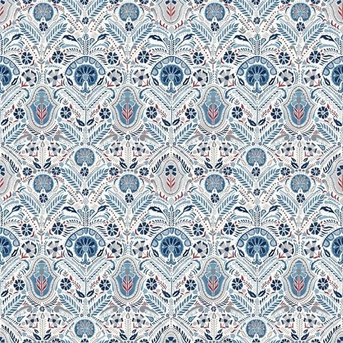 Lustleigh Indigo Fabric by William Yeoward