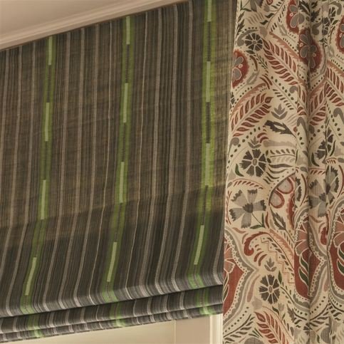 Moki Stripe Slate Fabric by William Yeoward