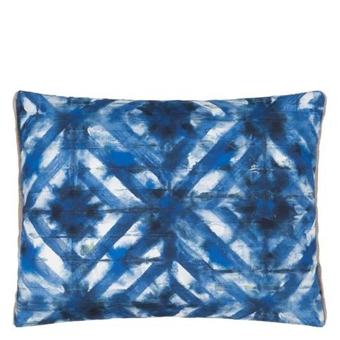 Parquet Batik Indigo Cushion by Designers Guild