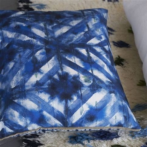 Parquet Batik Indigo Cushion by Designers Guild