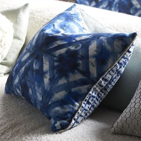 Parquet Batik Indigo Cushion by Designers Guild