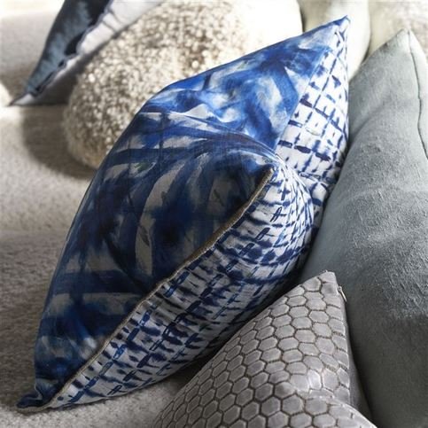 Parquet Batik Indigo Cushion by Designers Guild