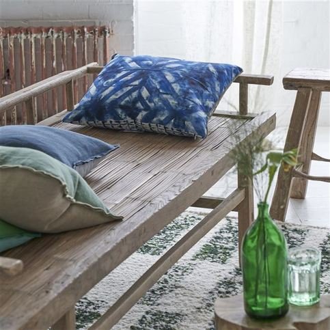 Parquet Batik Indigo Cushion by Designers Guild
