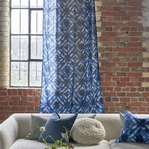 Parquet Batik Indigo Fabric by Designers Guild 