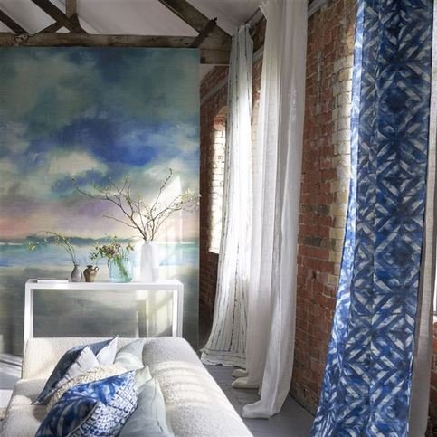 Parquet Batik Indigo Fabric by Designers Guild 