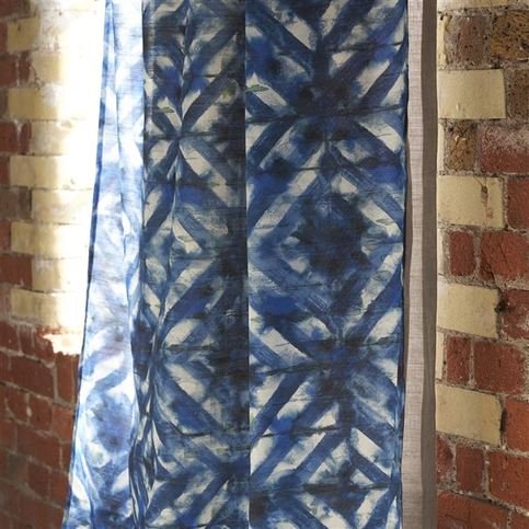 Parquet Batik Indigo Fabric by Designers Guild 