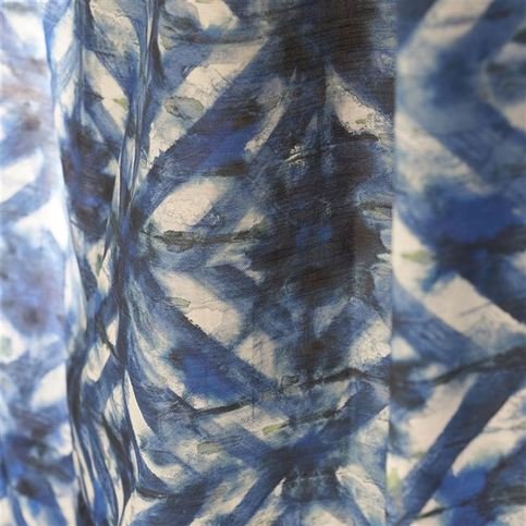 Parquet Batik Indigo Fabric by Designers Guild 