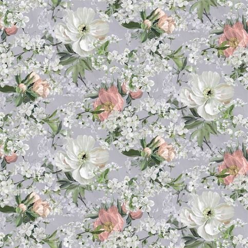 Peony Blossom Platinum Fabric by Designers Guild 