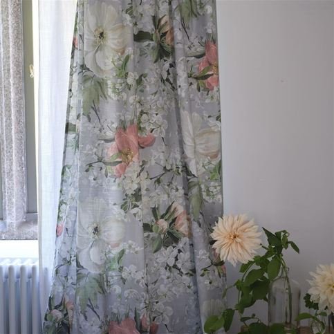 Peony Blossom Platinum Fabric by Designers Guild 