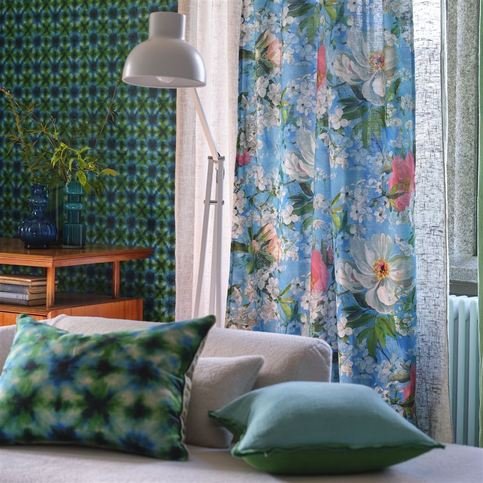 Peony Blossom Sky Fabric by Designers Guild 
