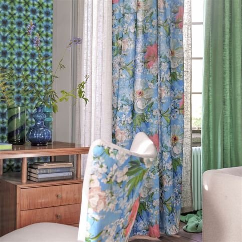 Peony Blossom Sky Fabric by Designers Guild 